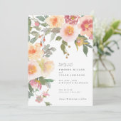 Blush Roze Waterverf Bloemen Blooms Bruiloft Kaart (Staand voorkant)