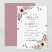 Blush roze Waterverf bloemen botanische bruiloft Kaart (Voorkant / Achterkant)