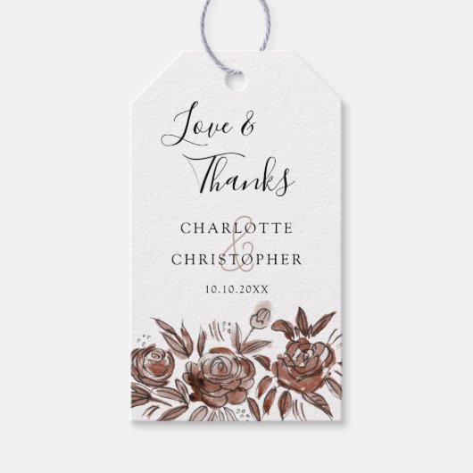 Blush roze waterverf bloemen bruiloft dank u cadeaulabel (Voorkant)