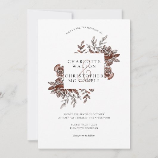 Blush roze waterverf bloemen bruiloft kaart (Voorkant)