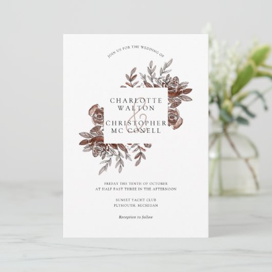 Blush roze waterverf bloemen bruiloft kaart (Staand voorkant)