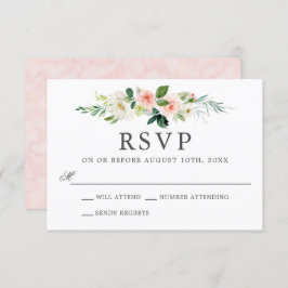 Blush Roze Waterverf Bloemen Bruiloft RSVP Kaart
