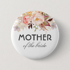 Blush Roze Waterverf Bloemen Elegante bruiloft Ronde Button 5,7 Cm