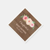 Blush Roze Waterverf Bloemen Hout Baby shower Servetten (Hoek)