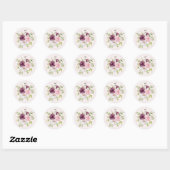  Blush Roze Waterverf Bloemen Meisje Verjaardag Ronde Sticker (Vel)