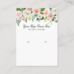 Blush Roze Waterverf Bloemen Oorbel Display Visitekaartje