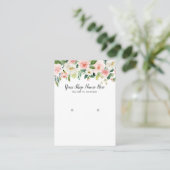 Blush Roze Waterverf Bloemen Oorbel Display Visitekaartje (Staand voorkant)