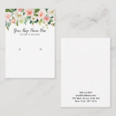 Blush Roze Waterverf Bloemen Oorbel Display Visitekaartje (Voorkant / Achterkant)