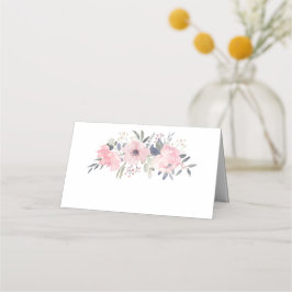 Blush Roze Waterverf Bloemen op Wit | Plaatskaartje
