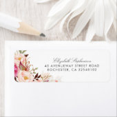 Blush Roze Waterverf Bloemen Romantisch Bruiloft Etiket (Insitu)