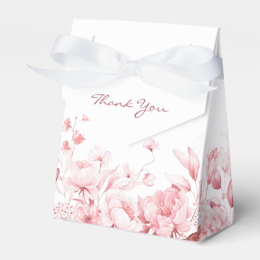 Blush Roze Waterverf Bloemen Tent Favor Box Bedankdoosjes (Voorkant Zijde)