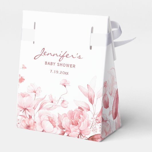 Blush Roze Waterverf Bloemen Tent Favor Box Bedankdoosjes (Achterkant)