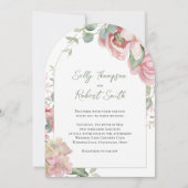 Blush Roze Waterverf Bloemen Trouwboog Kaart (Voorkant)