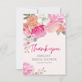 Blush roze Waterverf Bloemen Vrijgezellenfeest Wel Bedankkaart