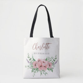 Blush roze waterverf bloemenbruidsmeisje tas
