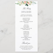 Blush roze waterverf bloemenbruiloft programma programmakaart (Achterkant)