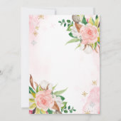 Blush Roze Waterverf Bloemenjurk Goud Quinceanera Kaart (Achterkant)