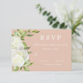Blush Roze Waterverf Bloemenpioen bruiloft RSVP (Staand voorkant)