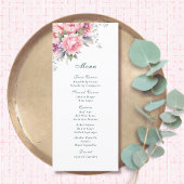 Blush Roze Waterverf Bloemenpioen Script Romantisc Menu
