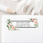 Blush Roze Waterverf Bloom Retouradres Etiket (Insitu)