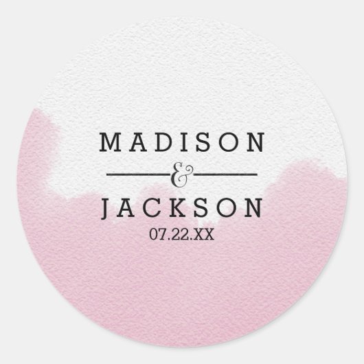 Blush roze Waterverf borstel streken bruiloft Ronde Sticker (Voorkant)