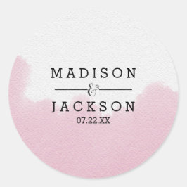 Blush roze Waterverf borstel streken bruiloft Ronde Sticker