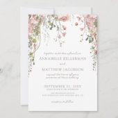 Blush Roze Waterverf Botanische Bloemen Huwelijk Kaart (Voorkant)