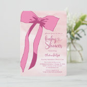 Blush Roze Waterverf Bow Baby shower Kaart (Staand voorkant)