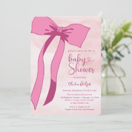 Blush Roze Waterverf Bow Baby shower Kaart