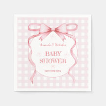 Blush Roze Waterverf Bow Gingham Baby Girl Shower