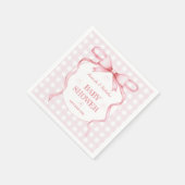 Blush Roze Waterverf Bow Gingham Baby Girl Shower Servet (Hoek)