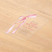 Blush Roze Waterverf Bow Girl Baby shower Acryl Uitnodigingen (Laagn)
