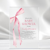 Blush Roze Waterverf Bow Girl Baby shower Acryl Uitnodigingen
