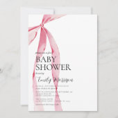 Blush Roze Waterverf Bow Girl Baby shower Kaart (Voorkant)