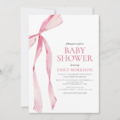 Blush Roze Waterverf Bow Girl Baby shower Kaart (Voorkant)
