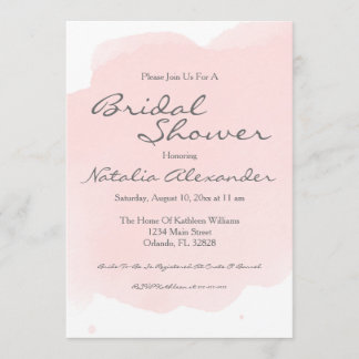 Blush Roze Waterverf Bridal Shower Uitnodiging