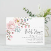 Blush Roze Waterverf Bridal Shower Uitnodiging (Staand voorkant)