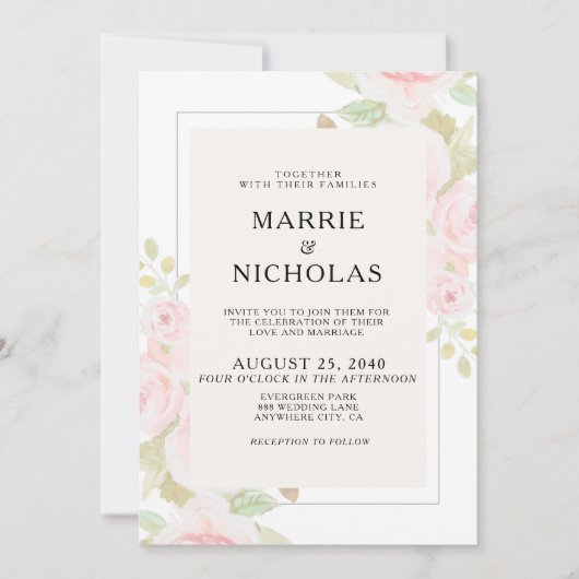 Blush roze Waterverf  bruiloft (Voorkant)