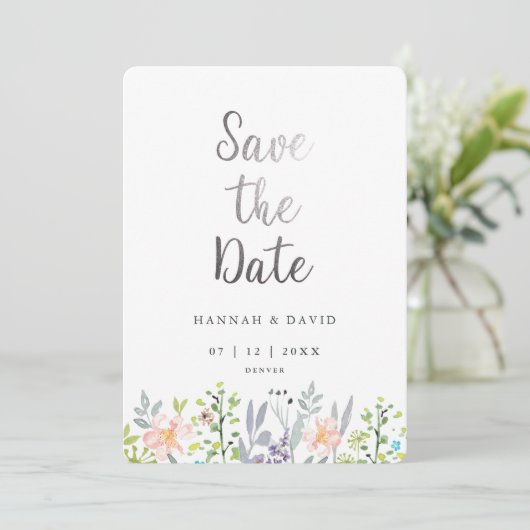 Blush roze waterverf bruiloft Bewaar datum Save The Date (Staand voorkant)