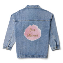 Blush Roze Waterverf Bruiloft Denim Jacket