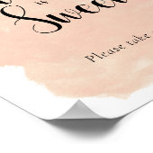 Blush roze Waterverf bruiloft dessert Table Sign Poster (Hoek)