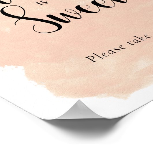 Blush roze Waterverf bruiloft dessert Table Sign Poster (Hoek)