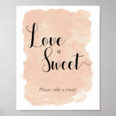 Blush roze Waterverf bruiloft dessert Table Sign Poster (Voorkant)