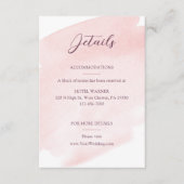 Blush roze Waterverf bruiloft details Informatiekaartje (Voorkant)