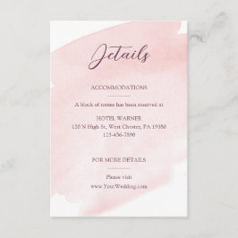 Blush roze Waterverf bruiloft details Informatiekaartje