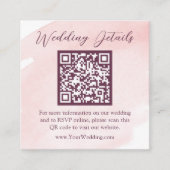 Blush roze Waterverf bruiloft details | QR-code Informatiekaartje (Voorkant)