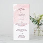 Blush Roze Waterverf Bruiloft Menu (Staand voorkant)