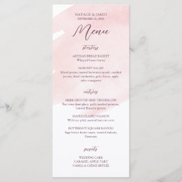Blush Roze Waterverf Bruiloft Menu