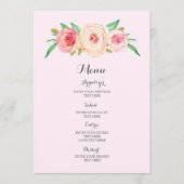 Blush Roze Waterverf Bruiloft Menu (Voorkant)