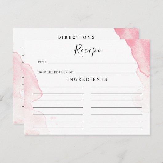 Blush roze, Waterverf bruiloft Recipcard Briefkaart (Voorkant / Achterkant)